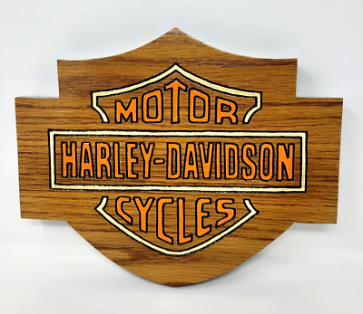 #ad Harley Davidson Motorcycle Real Wood Sign Wall Hanging Plaque Glossy 12quot; x 10quot; $49.99
