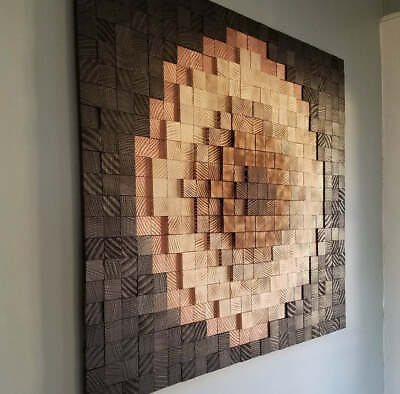 #ad #ad Wood Wall Art wall decor mosaic wood abstract art wall hanging 3d wall art $69.90