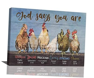 #ad Farmhouse Funny Decor Wall Art Rustic Country Farm Animal 20quot;x16quot; Rooster $59.18