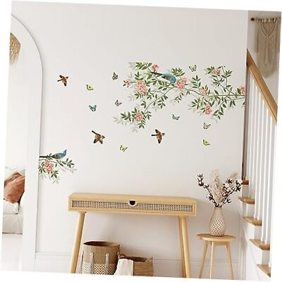 #ad Blossom Flowers Wall Stickers Birds on Tree Wall Decals Chinese Style Wall $16.51