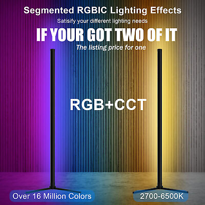 #ad Modern RGB LED Corner Floor Lamp Light Strip for Room with Music Sync DIY Color $34.99
