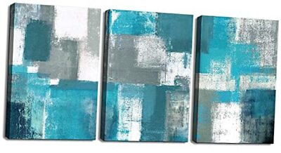 #ad Abstract Wall Art for Living Room Wall Decor 3 Piece 12quot;x16quot;x3pcs Blue Abstract $59.91