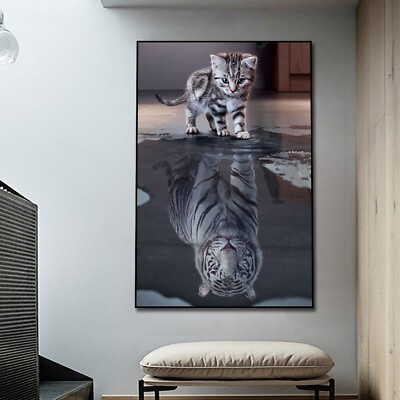 #ad #ad Cat and Tiger Posters Prints Wall Art Decor Canvas Painting $4.73