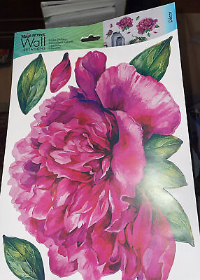 #ad FUSCHIA PEONIES flowers wall stickers 9 decals garden decor 2 BIG blooms $5.00