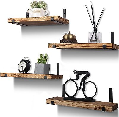 #ad Rustic Wood Floating Shelves for Wall Decor Farmhouse Wooden Wall Shelf for Bath $28.55