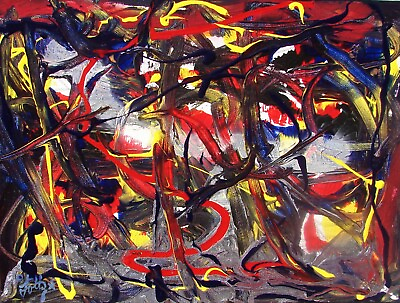 #ad #ad Modernist ABSTRACT CANVAS PAINTING Expressionist MODERN ART SICK CONFUSION FOLTZ $48.00