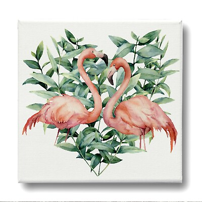 #ad Framed Canvas Wall Art Painting Print Room Romantic Floral Flamingo Bird BIRD009 $18.99
