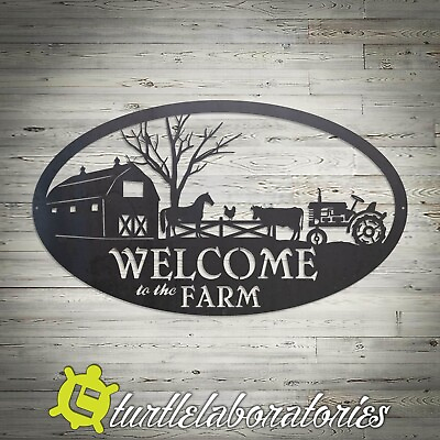 #ad Decorative Farm Welcome Metal Wall Art Hanging Home Decor $85.00