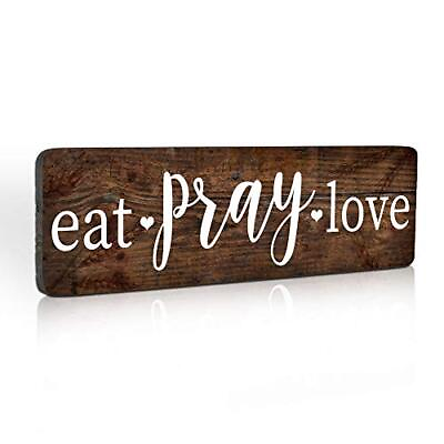 #ad Eat Pray Love Signs Farmhouse Rustic Kitchen Wall Decor Pray Signs for Dining... $28.05