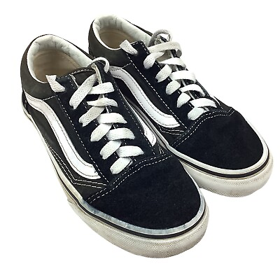 Vans On The Wall Kids Girls Boys Size 1.5 Black Low Top Lace Up Sneaker Shoes $10.46