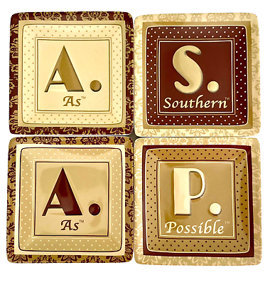 #ad 4 Piece Wall Art Gift Set Decorative Mini Plates As Southern as Possible $15.99