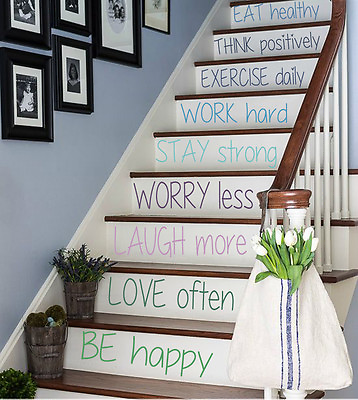 #ad Wall Decal Quote Family Vinyl Stickers Stairs Design Stairway Decor Art kk482 $28.75
