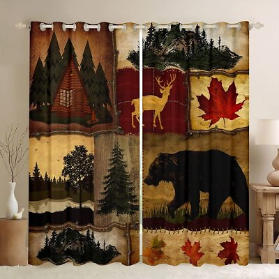 #ad Patchwork Rustic Cabin Blackout Curtains For Bedroom Living Room 38quot;Wx45quot;LWo... $53.04