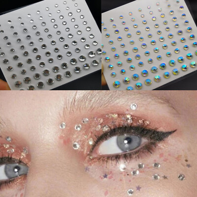 Acrylic Crystal Gems Bling Eye Face Stickers Makeup Rhinestones Tattoo DIY Decor $1.55