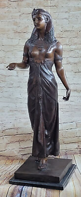 #ad European Bronze Figurine Art Deco Style Egyptian Queen Cleopatra 34quot; Tall Statue $1599.00