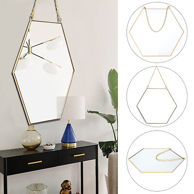 #ad Hexagonal Wall mounted Makeup Mirror Geometric Shape Decor Mirror Home Mirror $18.95