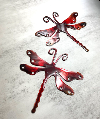 #ad Dragonfly Pair Royal Red Tinged Copper Metal Wall Art 7quot; x 6 3 4quot; $27.98