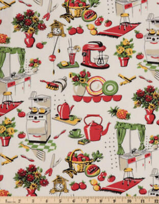 #ad Michael Miller Retro 50#x27;s Cotton Kitchen Fabric by yard Free Ship US $13.15