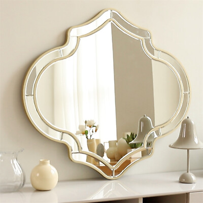 #ad #ad Golden Edging Silver Mirror Art Decor Floating Wall Mirrors Entryway Hall Accent $169.90
