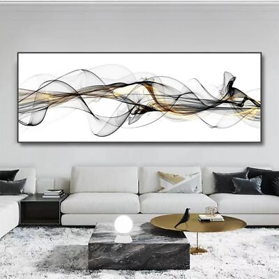 #ad Nordic Abstract Lines White Black Wall Art Canvas Paintings Creative Ribbon Canv $5.99