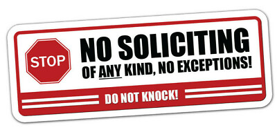 #ad #ad No Soliciting sticker window vinyl label decal home knocking notice knock door $3.95