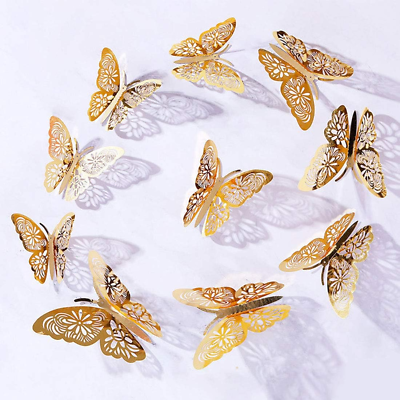 #ad 12PCS 3D Hollow Out Butterfly Wall Sticker Elegant Murals Wall Decal Wall Sticke $10.24
