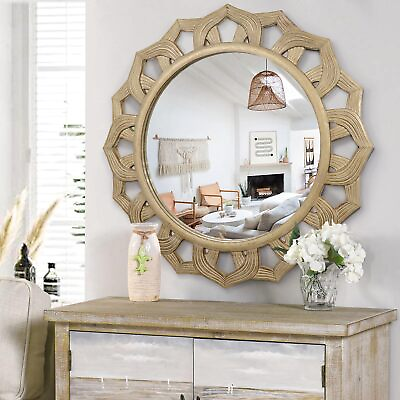 #ad #ad Farmhouse Wall Mirrors DecorativeRound Rustic Mirror for Wall DecorCircle C... $179.73