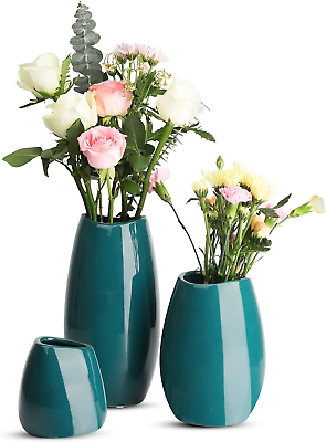 #ad Green Flower Vase Set Modern Ceramic Vase for Home Decor Decorative Tall Vas $58.26