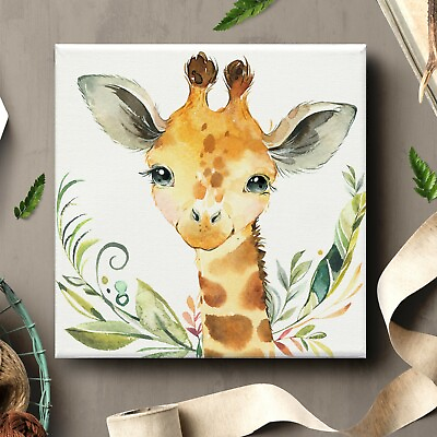 #ad Framed Canvas Wall Art Painting Prints Nursery Cute Baby Animal Giraffe ANML004 $29.99