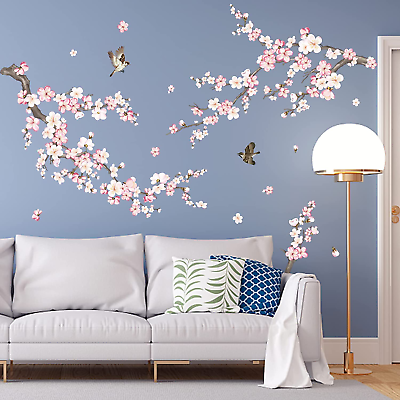 #ad #ad wondever Cherry Blossom Wall Stickers Pink and White Flower Tree Branch Peel and $22.74