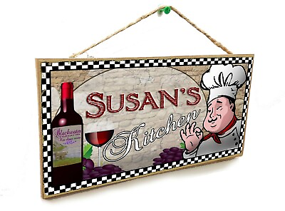 #ad #ad Susan#x27;s Kitchen Italian Wine Fat Chef Style 5x10 Susan SIGN $15.99