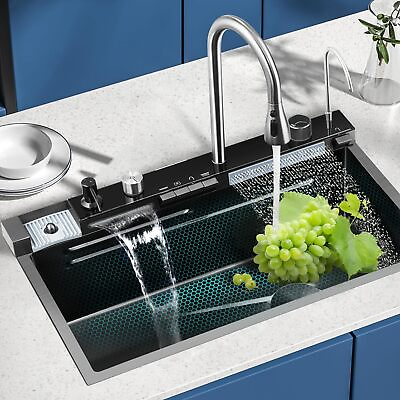 #ad 29.5quot;Kitchen Sink Waterfall Upgraded Smart Kitchen Sink with Digital Display $312.29