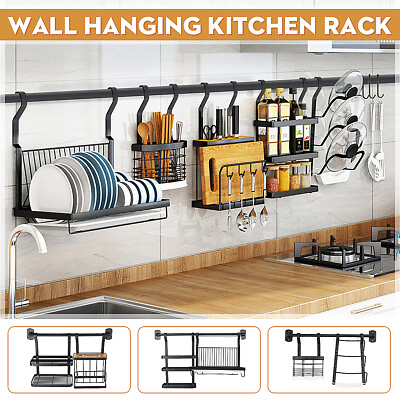 Hanging Wall Kitchen Rack Stainless Steel Pot Lid Shelf Cover Storage Frame $37.50