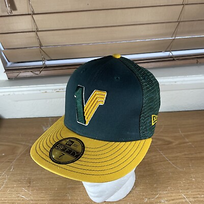 #ad VANS OFF THE WALL NEW ERA 59FIFTY FITTED CAP HAT Size 7 FLAT BILL Yellow Green $19.17