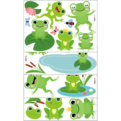 #ad Frog Cartoon Wall Stickers for Kids Room Decor 4 Sheets $9.99