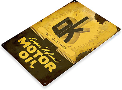 #ad OK Motor Oil Gas Logo Garage Service Retro Rustic Wall Art Decor Metal Tin Sign $17.99