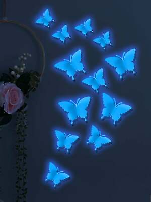 12pcs Glow In The Dark Butterfly Sticker Luminous Butterfly Wall Decals Colorful $5.99