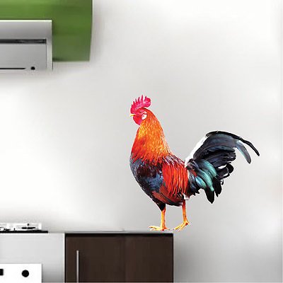 #ad Rooster Wall Decal Farm Bird Wall Vinyl Hen Cockadoodledo Kitchen Wall Art c70 $37.95