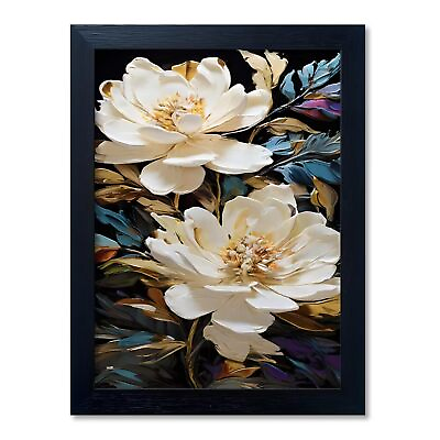 #ad White Flower Wall Art Bathroom Canvas Art Home Decor Small Size Floral Painti... $20.54