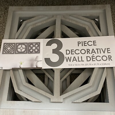 #ad SET OF 3 WALL DECOR DECORATIVE GRAY DISTRESSED $3.39