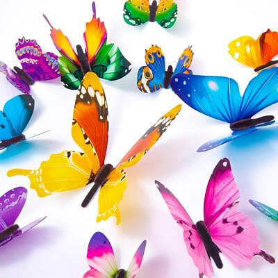 #ad #ad 60PCS Butterfly Wall Decals 3D Butterflies Decor for Wall Removable Mural Stic $14.26