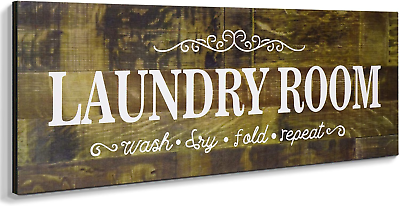 #ad Laundry Room Decor Sign Wooden Rustic Farmhouse Family Laundry Room Wall Sign Wa $14.69
