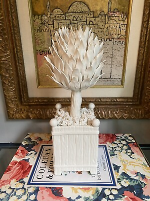 #ad Chelsea House Port Royal Porcelain Topiary Italian Ceramic White Candleholder $198.00