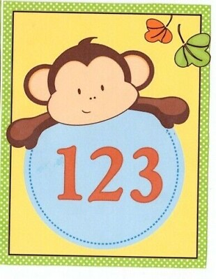 #ad monkey jungle wall safe sticker 123 animal 10.5 inch 1pc $5.48