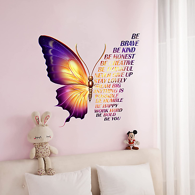 #ad Large Colorful Inspirational Wall Decals Quotes Vinyl Butterfly Wall Art Sticker $15.67