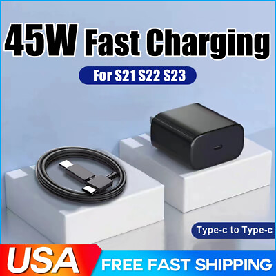 #ad 45W Type C USB C Super Fast Wall PD Charger Cable For Samsung Galaxy S20 S21 S23 $4.13