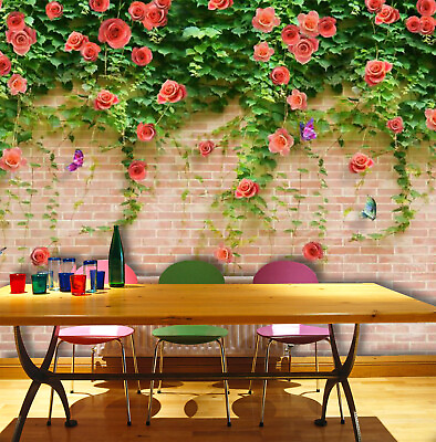#ad 3D Rose Wall Butterfly 50289NA Wallpaper Wall Murals Removable Wallpaper Fay AU $296.99