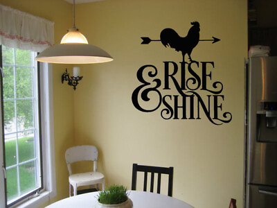 #ad ROOSTER RISE amp; SHINE VINYL WALL DECAL LETTERING STICKER FARMHOUSE SIGN COUNTRY $14.51