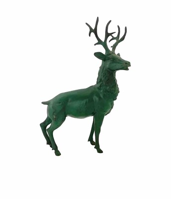 #ad Deer Figurine Stag with Antler Heavy Metal Statue Makerd Old Vintage Decor $375.00