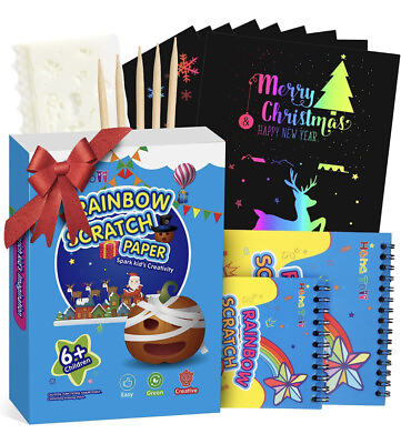 #ad HahaToii Scratch Paper Art Sets for Kids Rainbow Scratch Paper Arts and Crafts $19.60